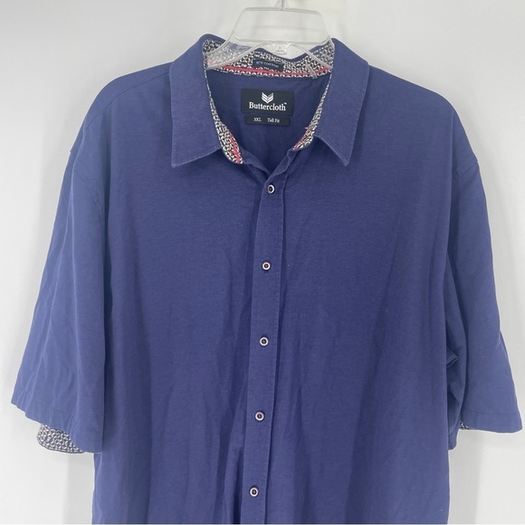Butter cloth short sleeve button down  3X tall blue - Picture 2 of 6
